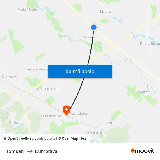 Harta de Tomșani către Dumbrava