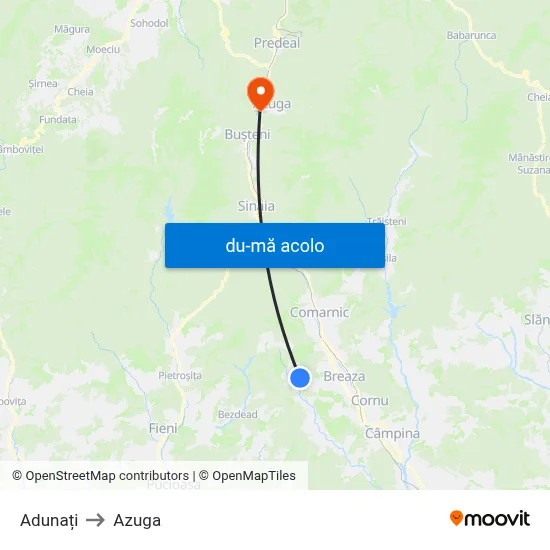 Harta de Adunați către Azuga