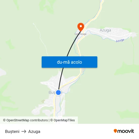 Harta de Bușteni către Azuga