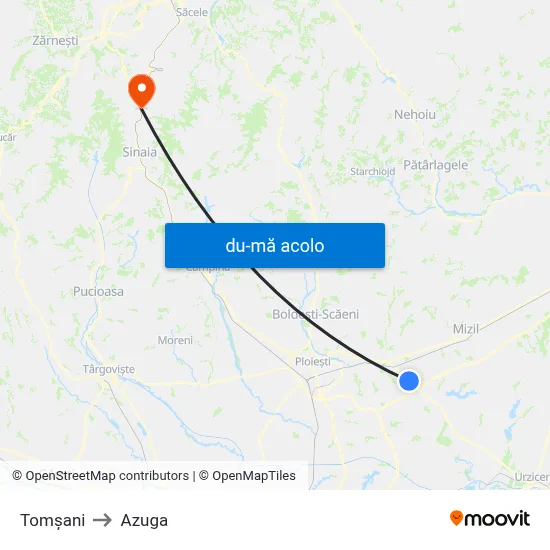 Harta de Tomșani către Azuga