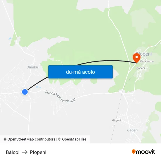 Harta de Băicoi către Plopeni