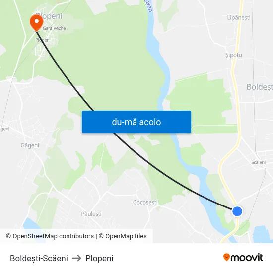 Harta de Boldești-Scăeni către Plopeni