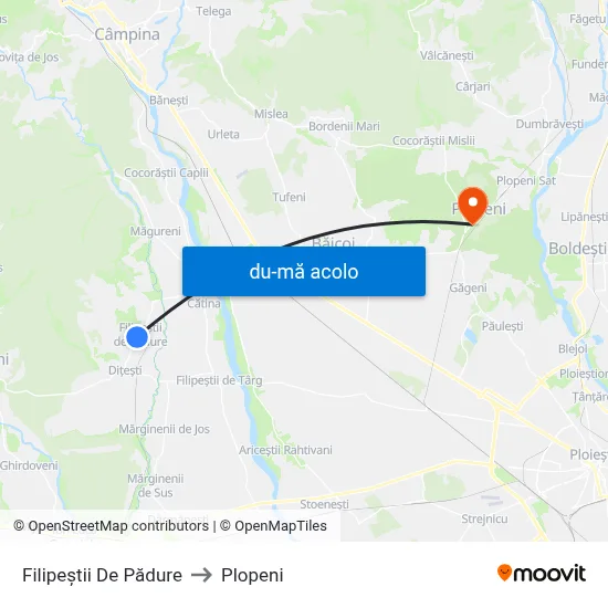 Harta de Filipeștii De Pădure către Plopeni