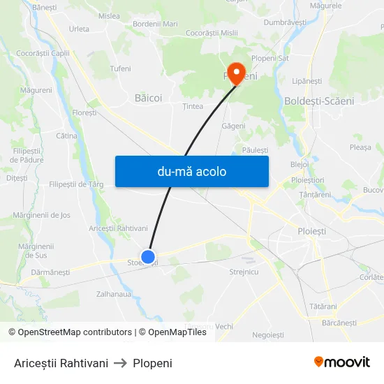 Harta de Ariceștii Rahtivani către Plopeni