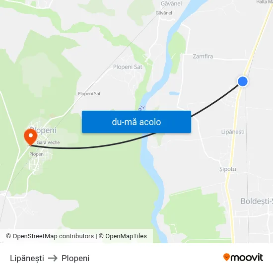 Harta de Lipănești către Plopeni