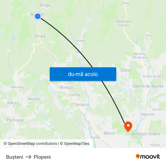 Harta de Bușteni către Plopeni