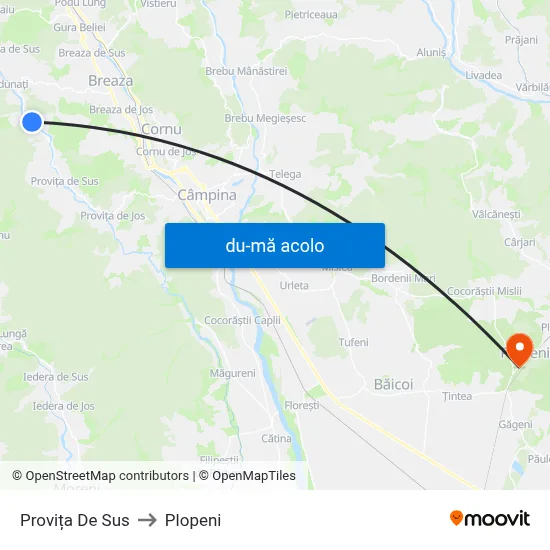 Harta de Provița De Sus către Plopeni