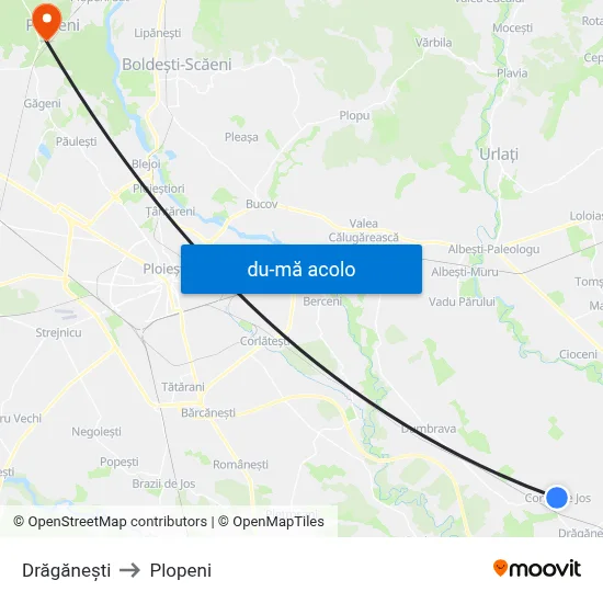 Harta de Drăgănești către Plopeni
