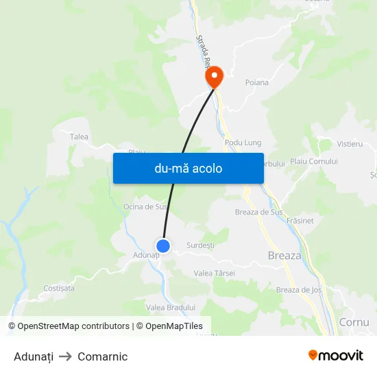 Harta de Adunați către Comarnic