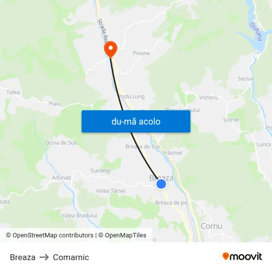 Harta de Breaza către Comarnic