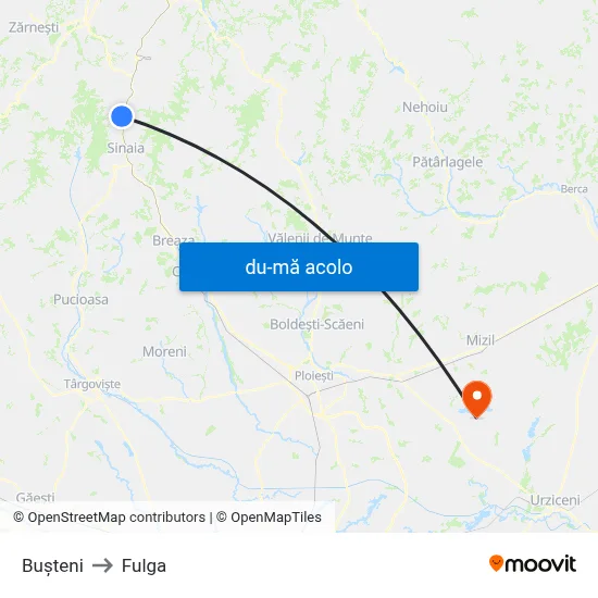 Harta de Bușteni către Fulga
