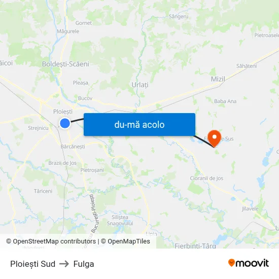 Harta de Ploiești Sud către Fulga