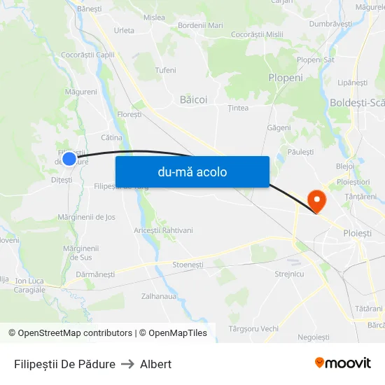 Harta de Filipeștii De Pădure către Albert