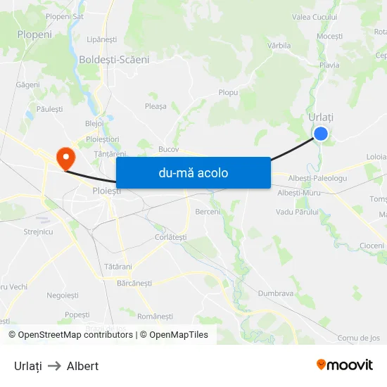 Harta de Urlați către Albert