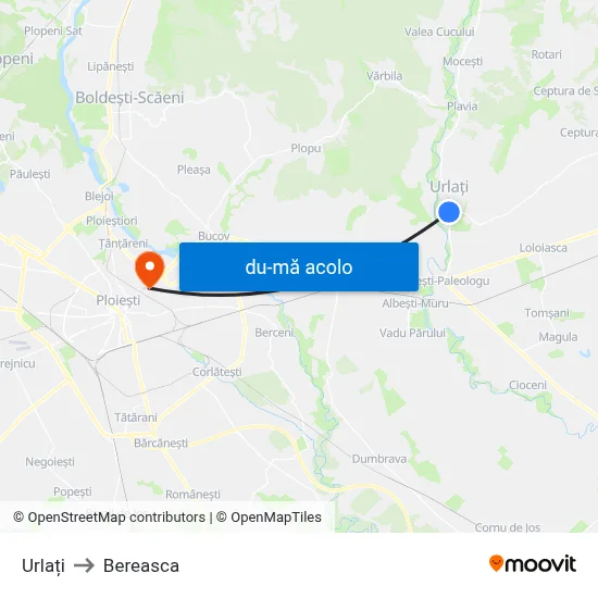 Harta de Urlați către Bereasca