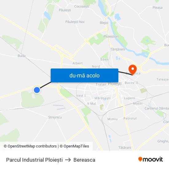 Harta de Parcul Industrial Ploiești către Bereasca