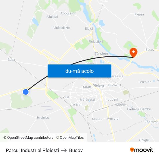 Harta de Parcul Industrial Ploiești către Bucov