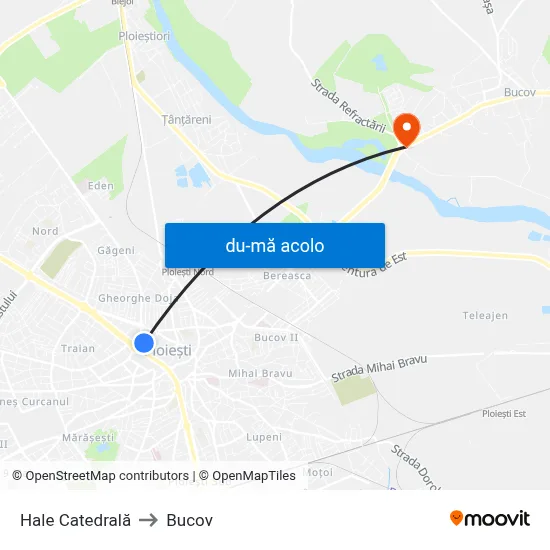 Harta de Hale Catedrală către Bucov