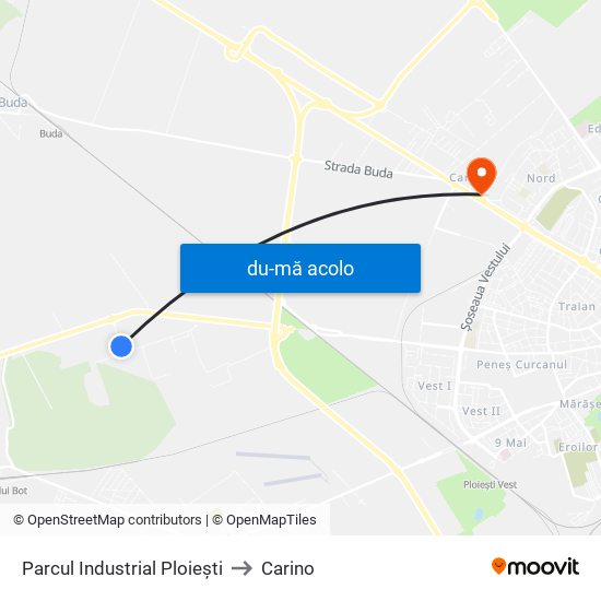 Harta de Parcul Industrial Ploiești către Carino