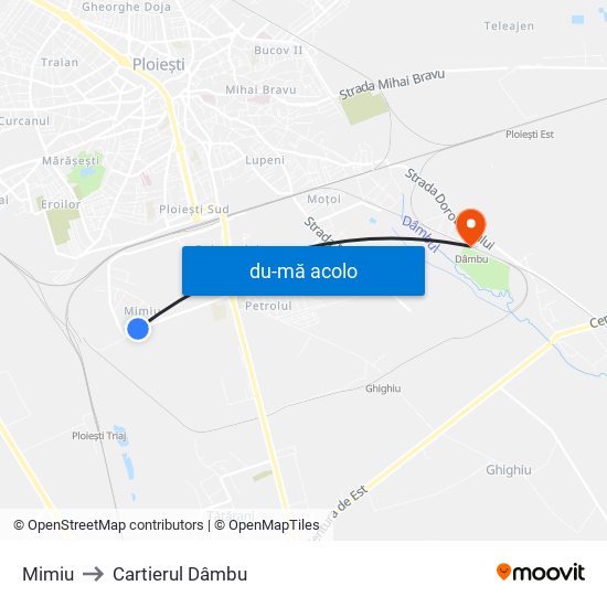 Harta de Mimiu către Cartierul Dâmbu