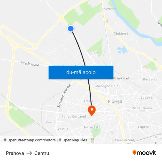 Harta de Prahova către Centru