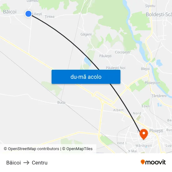 Harta de Băicoi către Centru