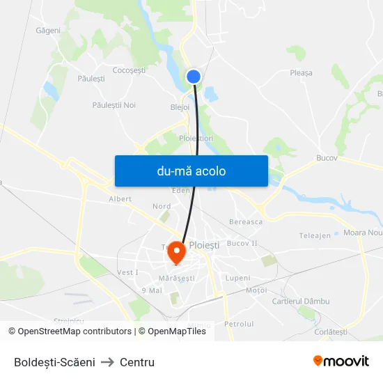 Harta de Boldești-Scăeni către Centru