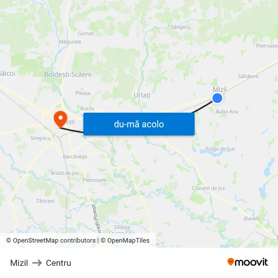 Harta de Mizil către Centru