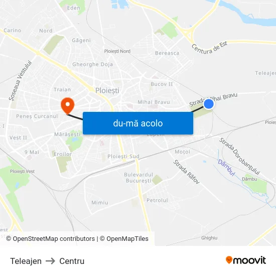 Harta de Teleajen către Centru