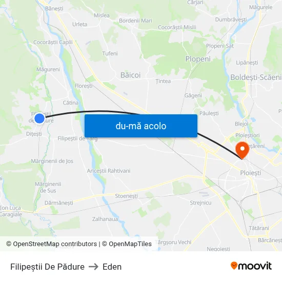 Harta de Filipeștii De Pădure către Eden