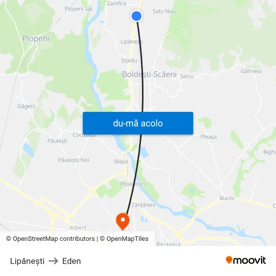 Harta de Lipănești către Eden