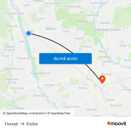 Harta de Florești către Eroilor