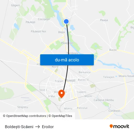 Harta de Boldești-Scăeni către Eroilor