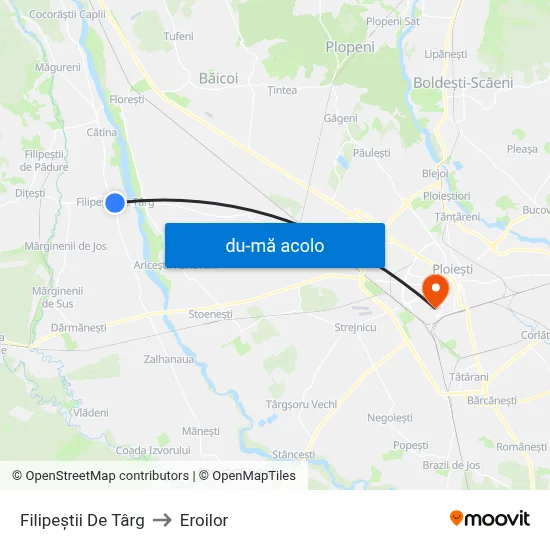Harta de Filipeștii De Târg către Eroilor