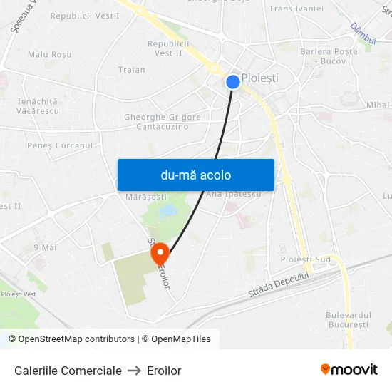 Harta de Galeriile Comerciale către Eroilor