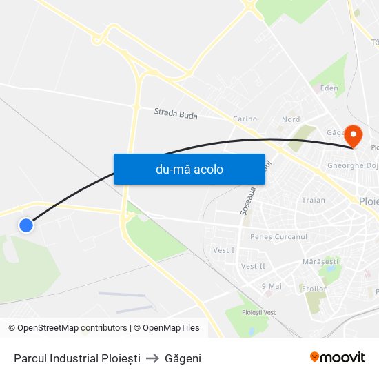 Harta de Parcul Industrial Ploiești către Găgeni