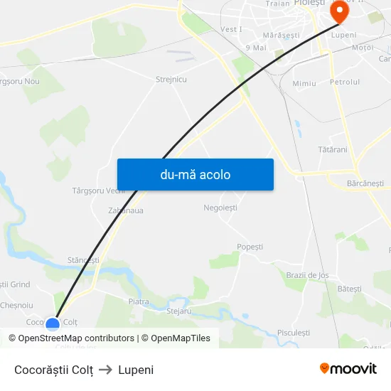 Harta de Cocorăștii Colț către Lupeni
