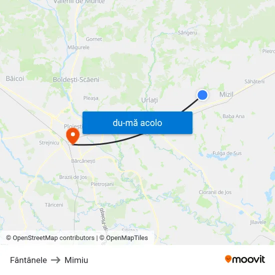 Harta de Fântânele către Mimiu