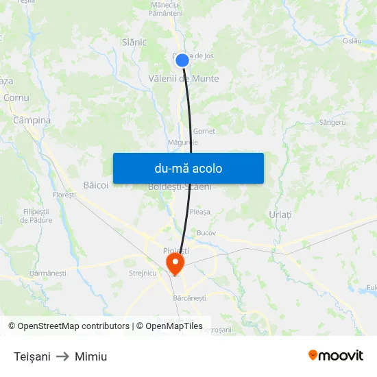 Harta de Teișani către Mimiu