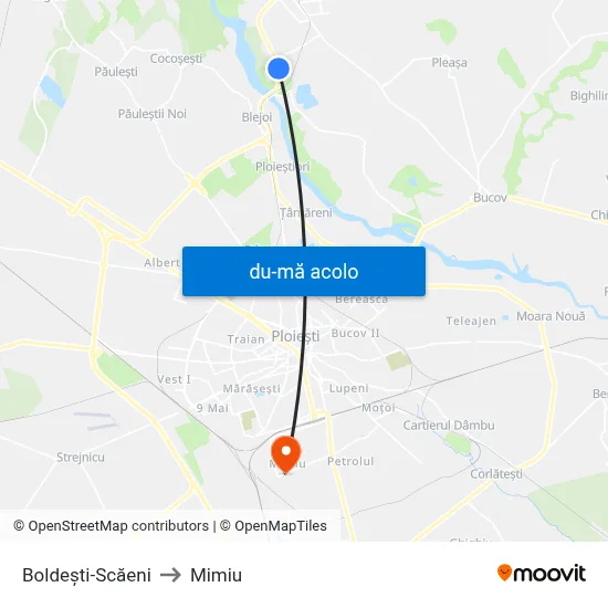 Harta de Boldești-Scăeni către Mimiu