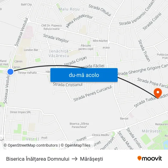Harta de Biserica Înălțarea Domnului către Mărășești