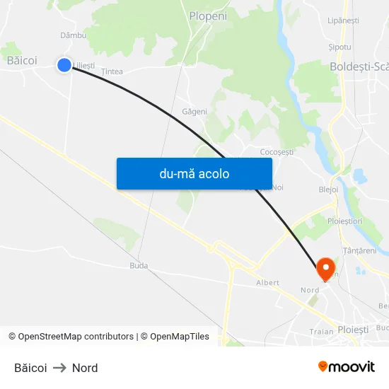 Harta de Băicoi către Nord