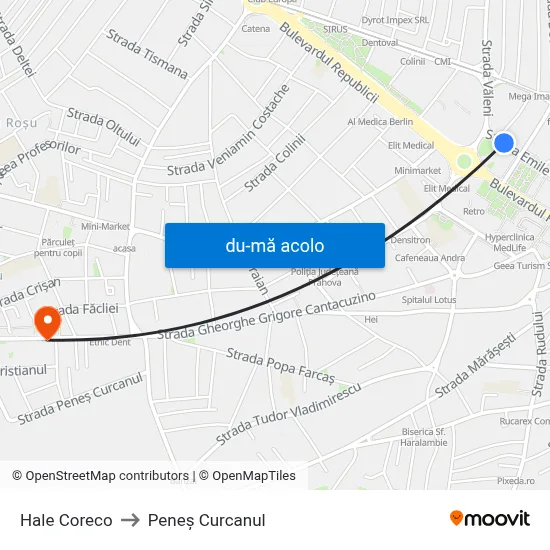 Harta de Hale Coreco către Peneș Curcanul