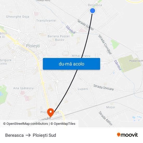 Harta de Bereasca către Ploiești Sud