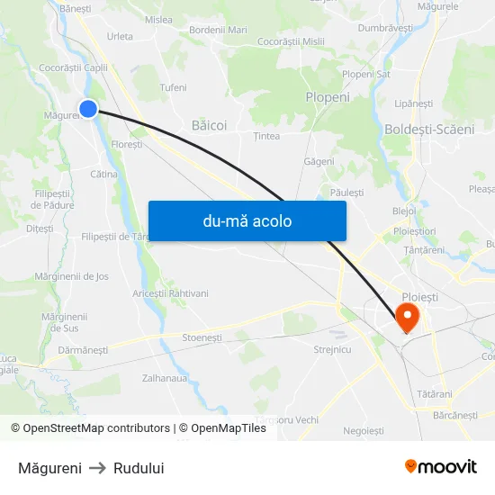 Harta de Măgureni către Rudului