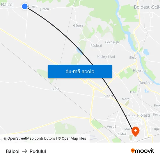 Harta de Băicoi către Rudului