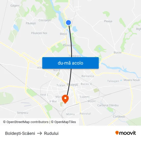 Harta de Boldești-Scăeni către Rudului