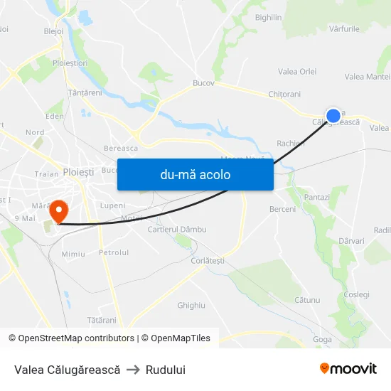 Harta de Valea Călugărească către Rudului