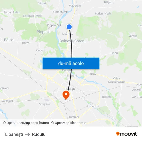 Harta de Lipănești către Rudului