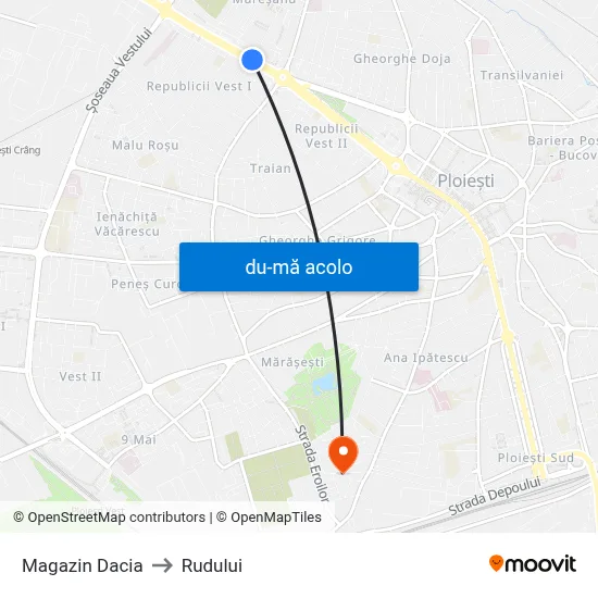 Harta de Magazin Dacia către Rudului